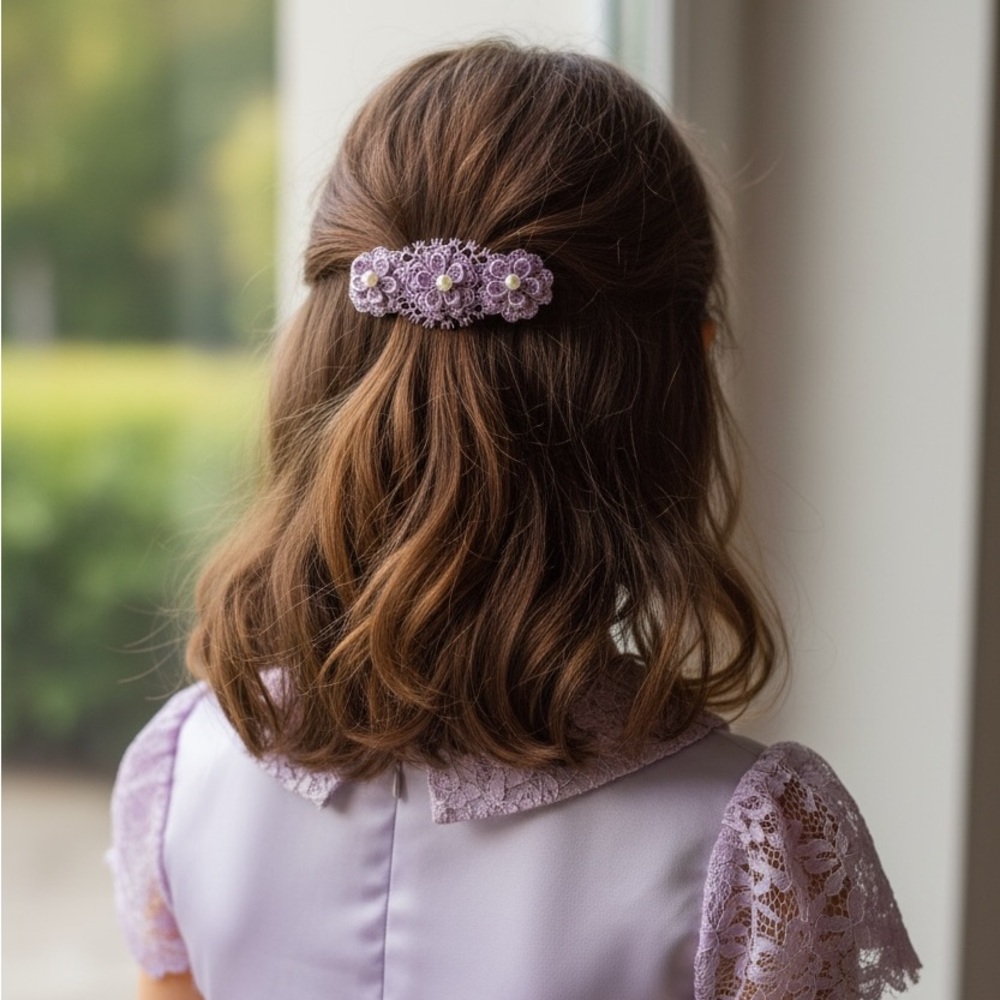 Elegant Purple Floral Hair Clip , Handmade & NWOT